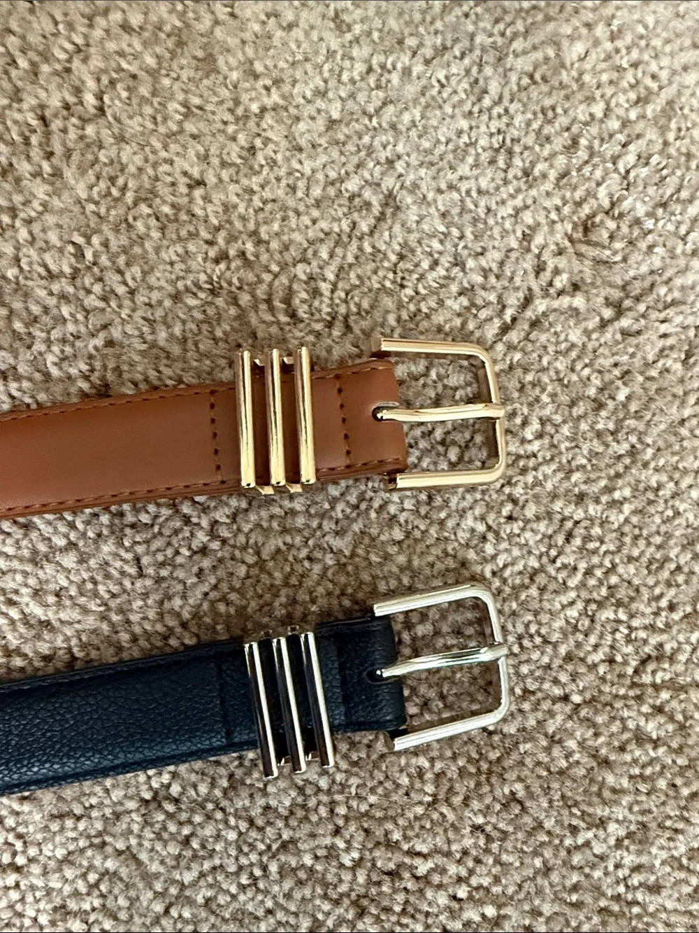 Simple Leather Skinny Belts — Black & Brown